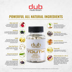 Youth de Dub Nutrition - Fórmula con Acai, Resveratrol, Cúrcuma y Vitaminas - 90 Cápsulas