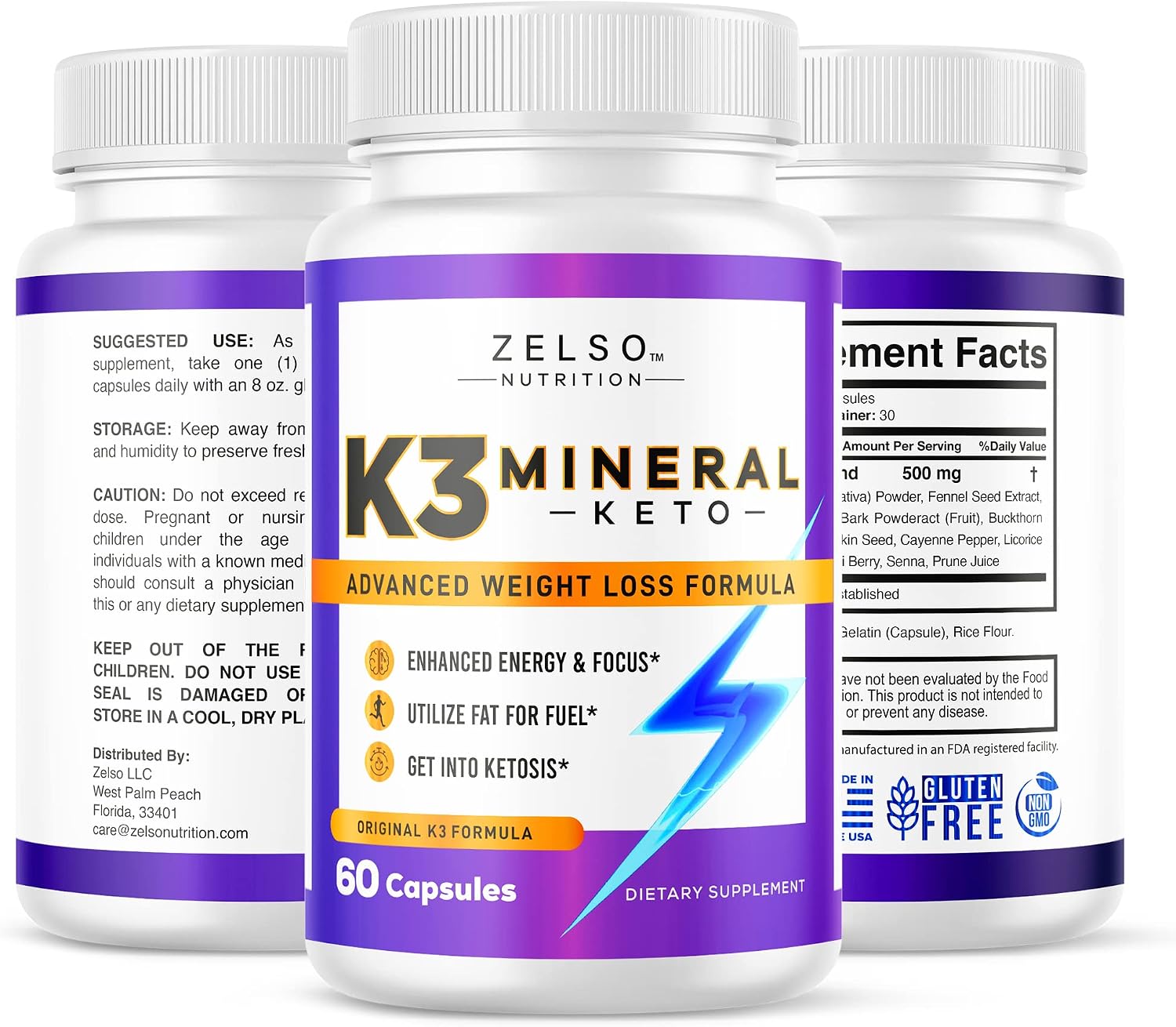 ZELSO K3 Mineral Cápsulas para Pérdida de Peso – Pack de 2 (120 Cápsulas)