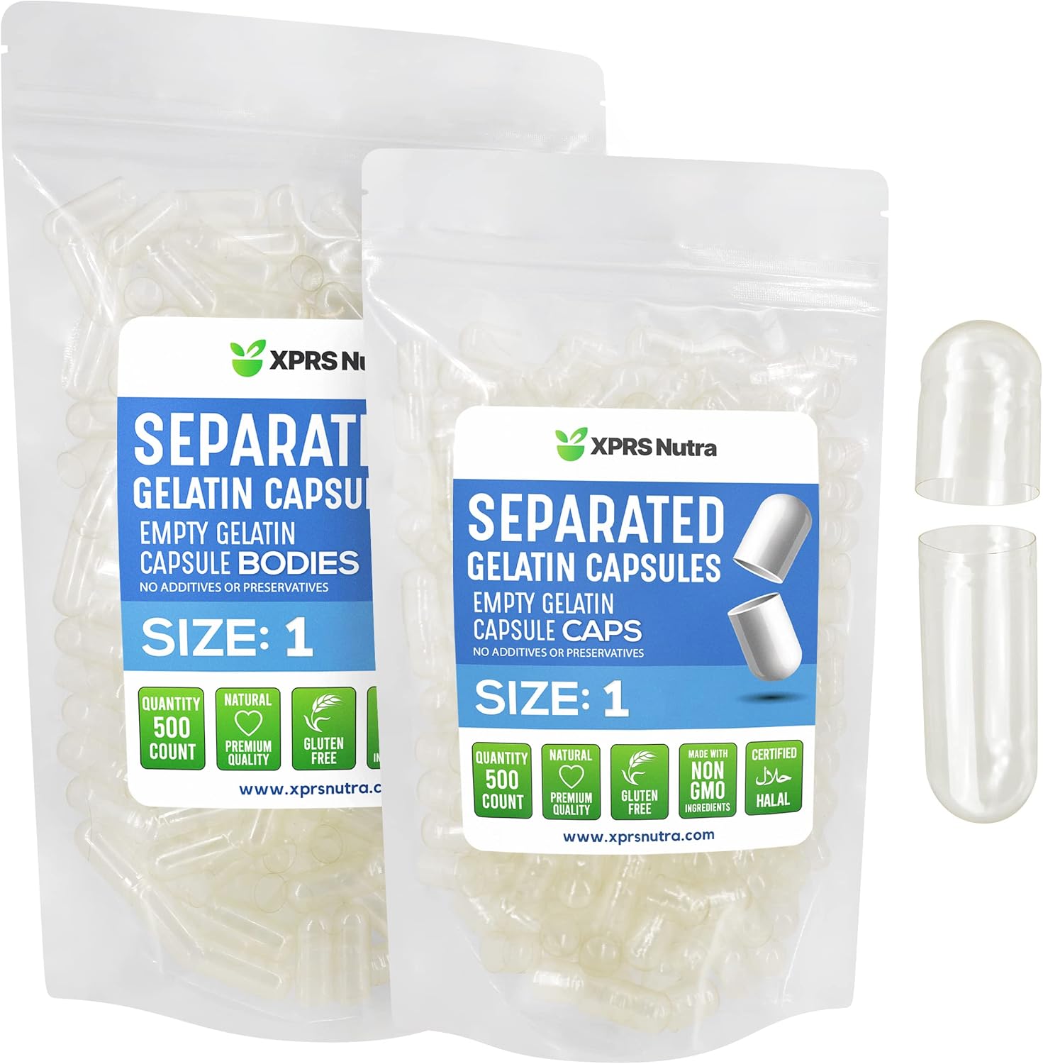 XPRS Nutra Cápsulas Vacías de Gelatina Tamaño 1 - 1000 uds