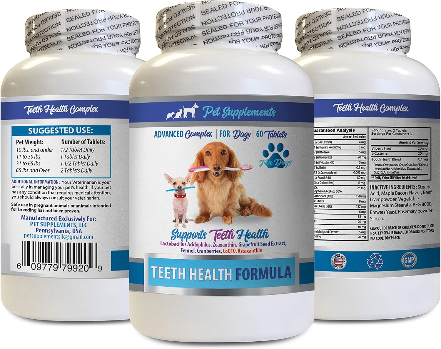 Dog Teeth Enzyme - Masticables dentales para perros - Cuidado natural de encías - Elimina la placa - Refresca el aliento - 60 unidades