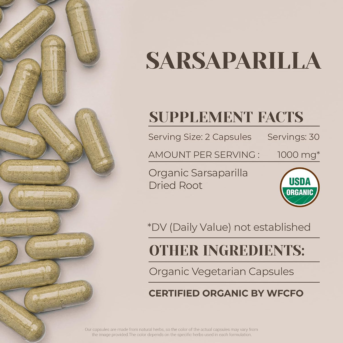 Sarsaparrilla Orgánica USDA - 60 Cápsulas – Sin OGM – Image 3