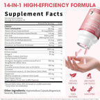 Myo-Inositol y D-Chiro Inositol para Mujeres, 14-en-1 Inositol Liposomal con Ácido Fólico, Omega-3 y Multivitaminas, 120 Cápsulas Veganas