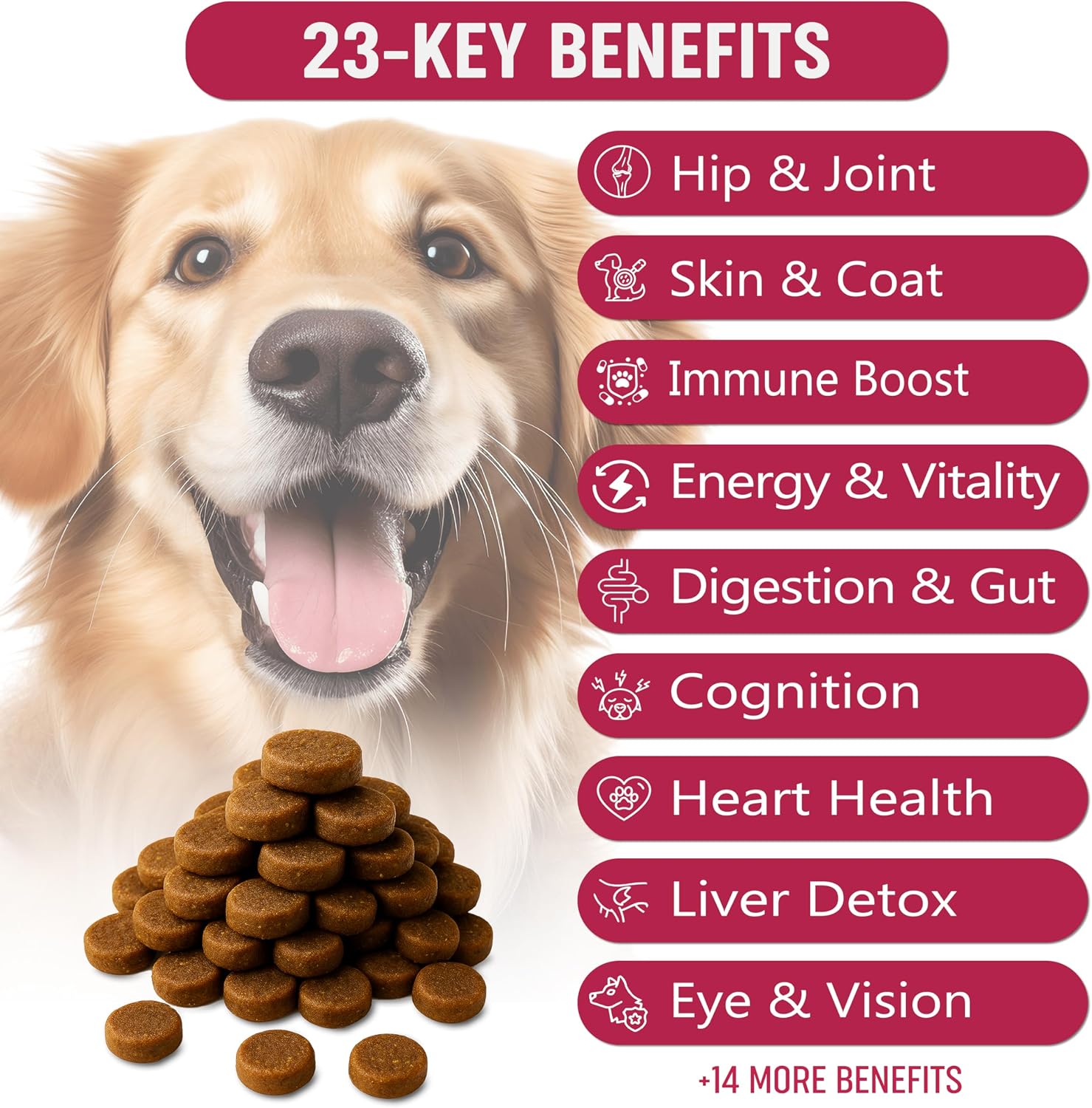 PAWMID Multivitamínicos Masticables para Perros con Probióticos - 140 Golosinas