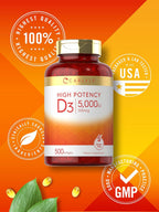 Carlyle Vitamina D3 5000 UI - 500 Softgels - Complemento Alimenticio