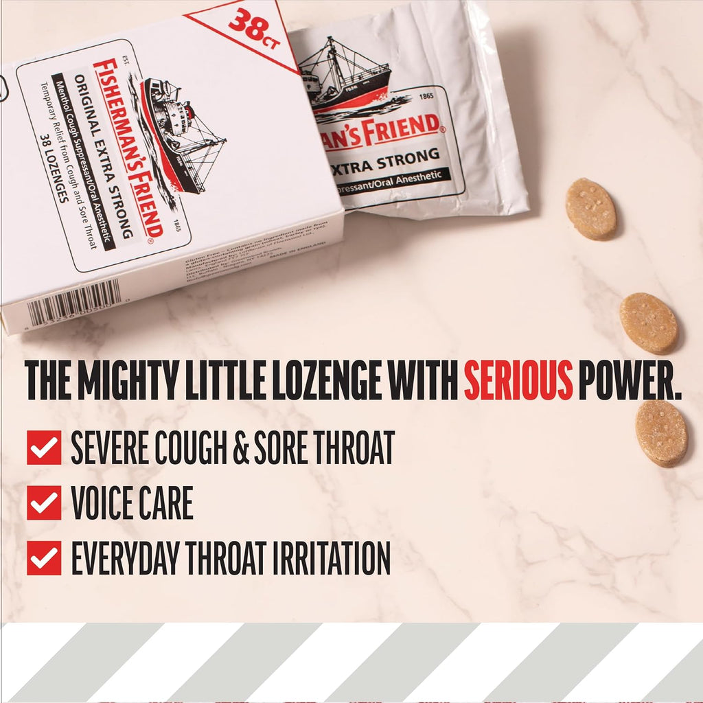 Fisherman's Friend Original Extra Strong Pastillas para la Tos (Paquete de 6 x 38 unidades) - 10mg de Mentol Natural