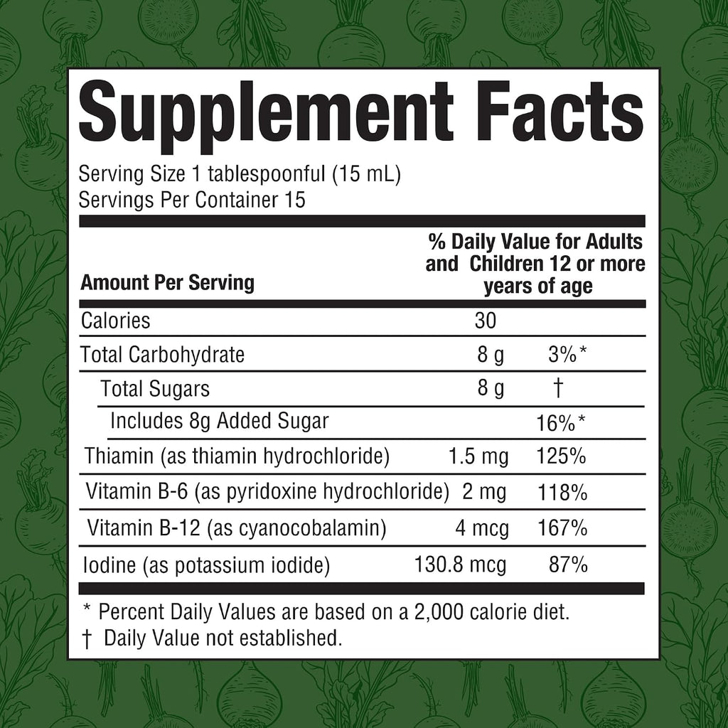 Suplemento Líquido de Rábano Yodado con Yodo y Vitaminas B1, B6 y B12, 237 ml