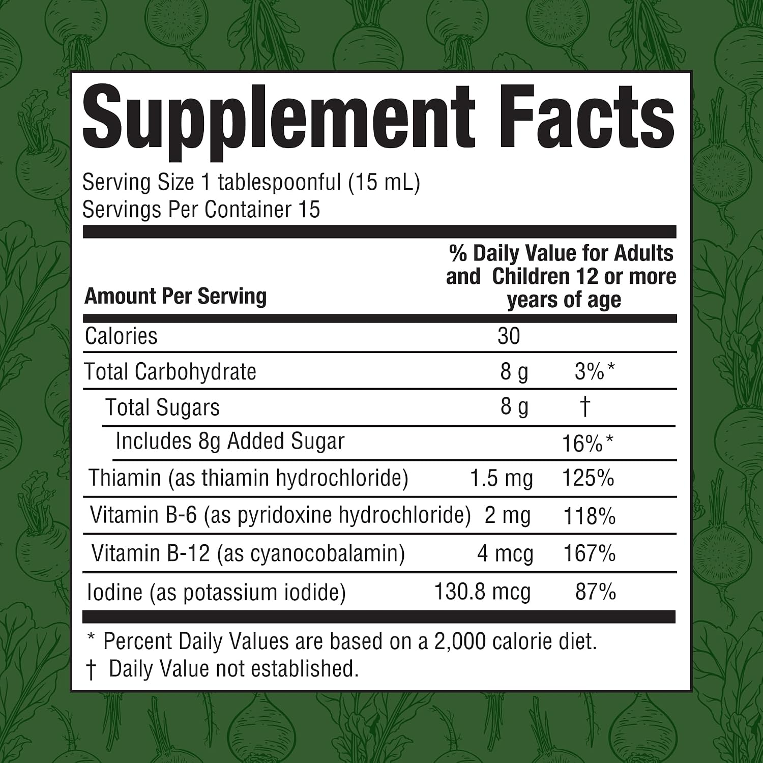 Suplemento Líquido de Rábano Yodado con Yodo y Vitaminas B1, B6 y B12, 237 ml