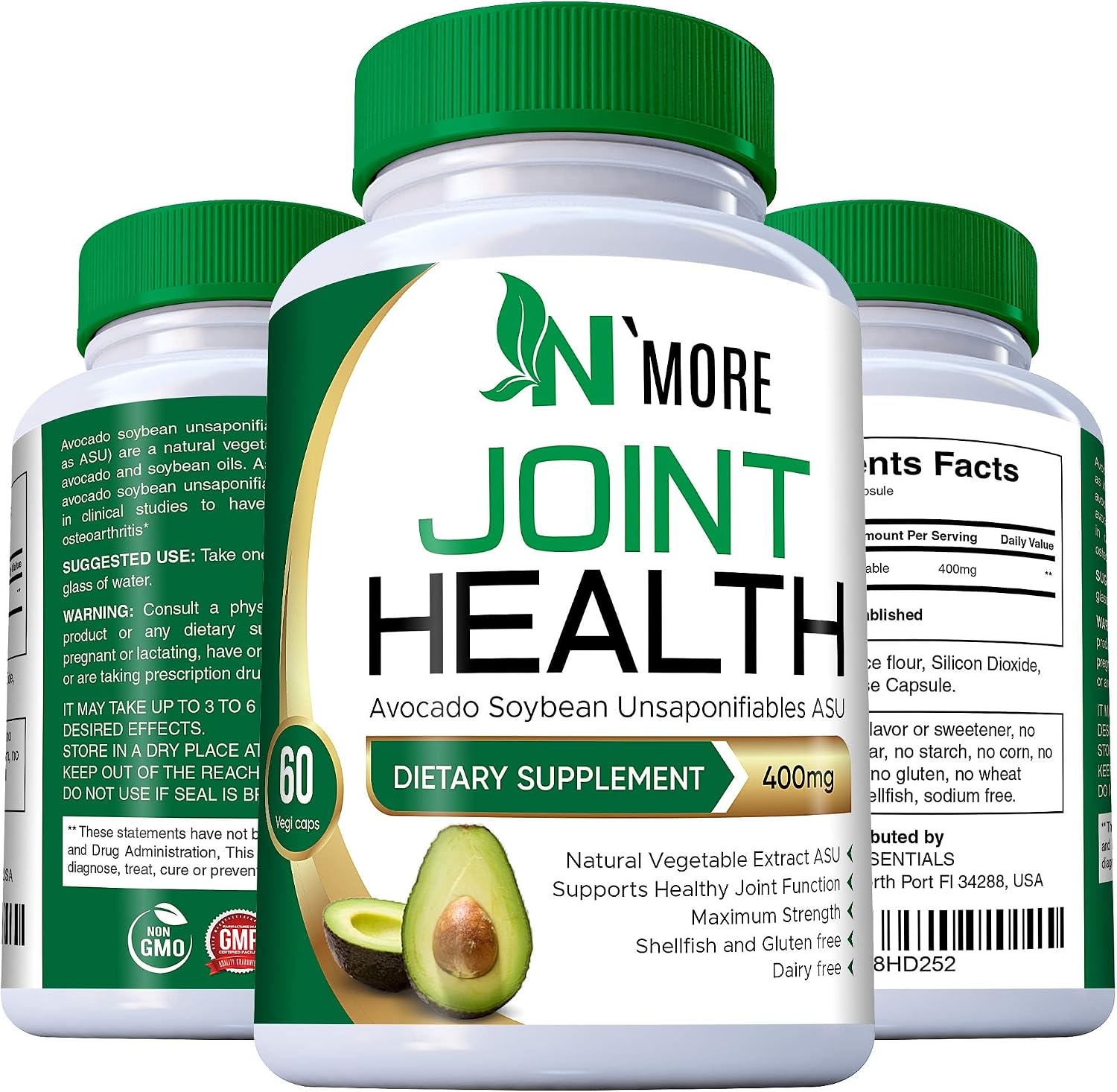 N'More ASU 400 mg - Insaponificables de Aguacate y Soja para Articulaciones - 60 Cápsulas