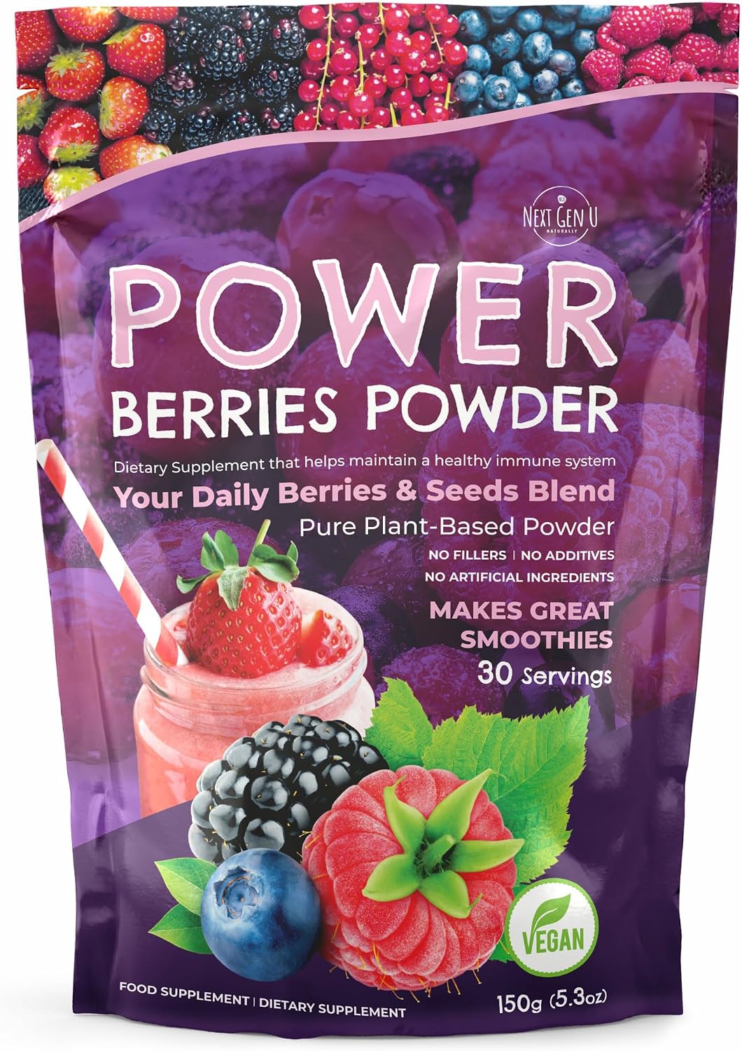 Super Berry Powder - 4 Paquetes de 150g cada uno - Mezcla de Bayas Superfood para Smoothies