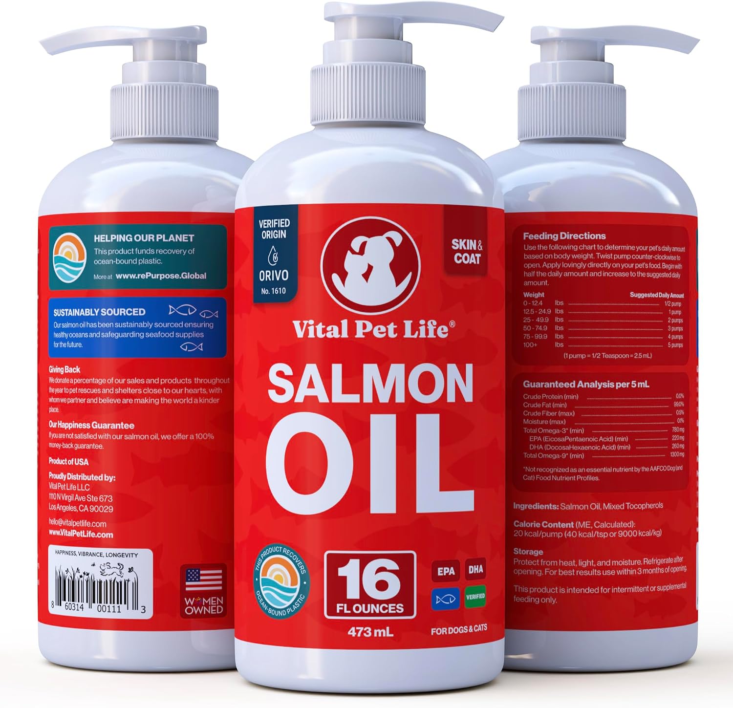 Aceite de Salmón para Perros y Gatos - Omega 3 EPA DHA - Apoyo para Piel, Pelo, Articulaciones e Inmunidad - 473 ml