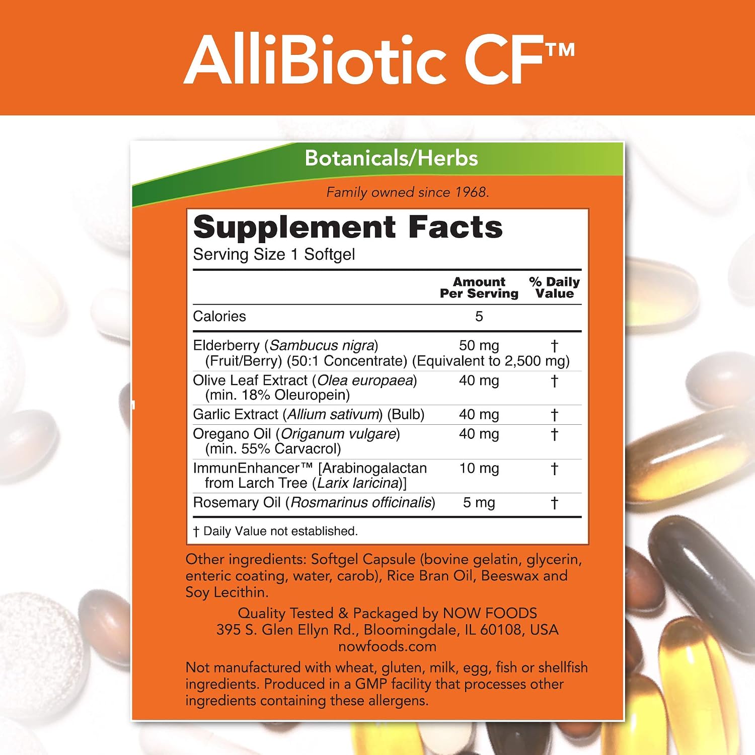 Allibiotic, 60 cápsulas blandas (paquete de 4) - NOW Foods
