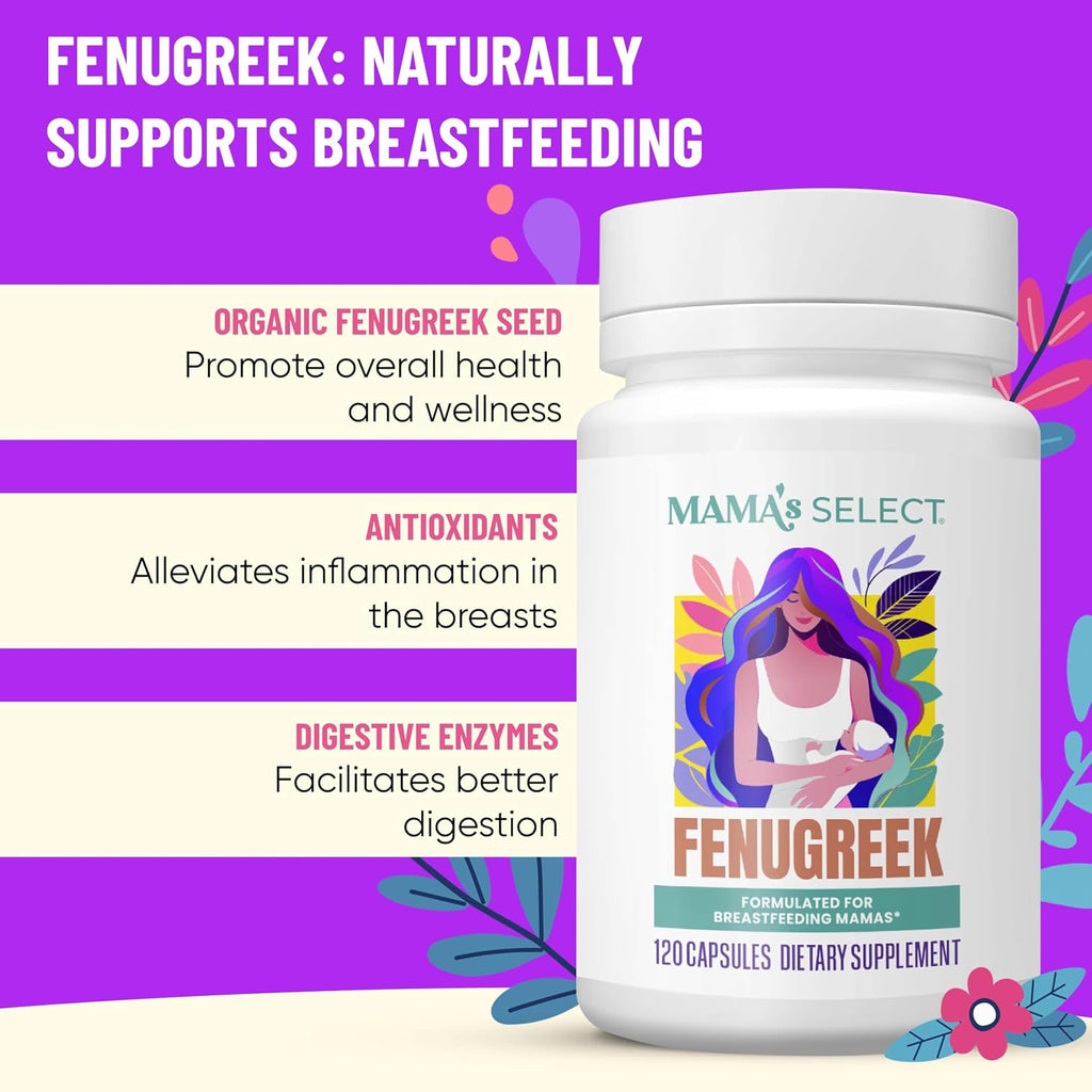 Mama's Select Fenogreco Orgánico en Cápsulas – Suplemento Dietético para la Lactancia