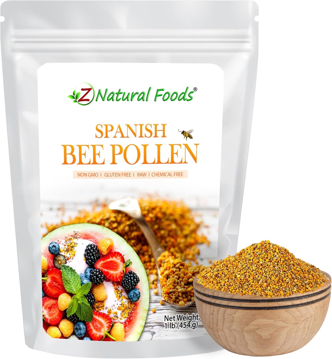Gránulos de Polen de Abeja Español Puro y Crudo de Z Natural Foods - 454 g (1 lb)