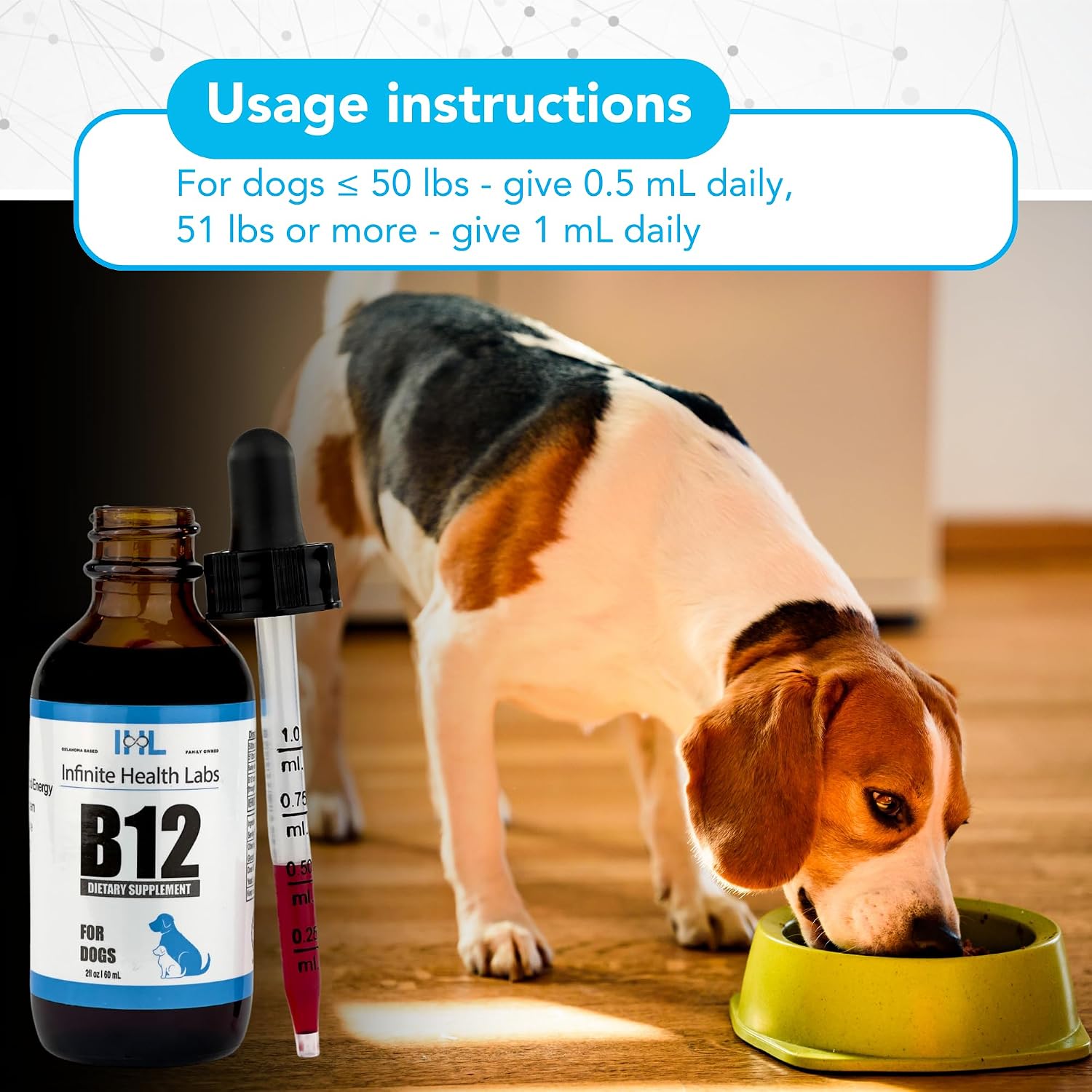 Vitaminas Líquidas B-12 para Perros - Suplemento de Metilcobalamina - Infinite Health Labs