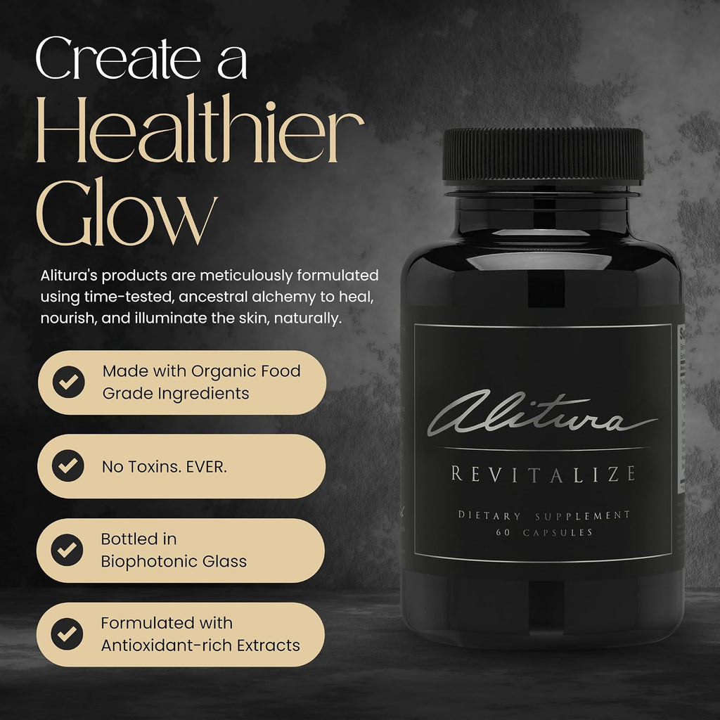 Alitura Revitalize - Suplemento Orgánico de Ashwagandha y Cúrcuma - Energía Natural, Estado de Ánimo y Recuperación para Hombres y Mujeres - 60 Cápsulas