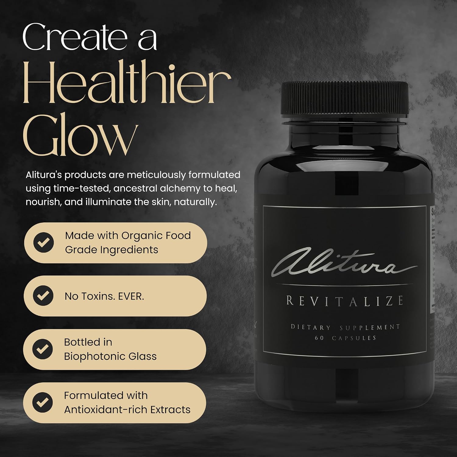 Alitura Revitalize - Suplemento Orgánico de Ashwagandha y Cúrcuma - Energía Natural, Estado de Ánimo y Recuperación para Hombres y Mujeres - 60 Cápsulas