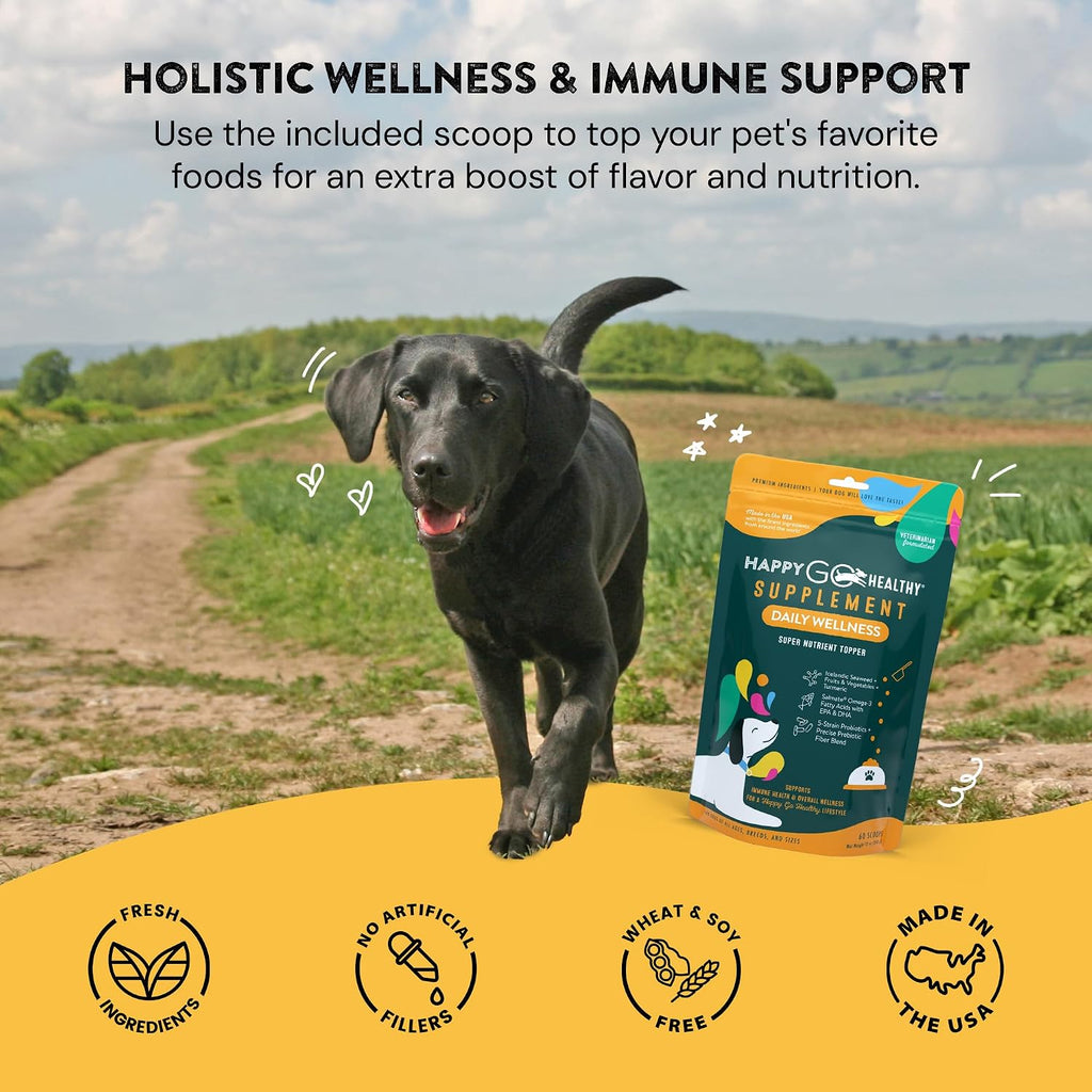 Daily Wellness Suplemento para Perros con Probióticos y Prebióticos, Aceite de Salmón y Algas Marinas - 60 unidades