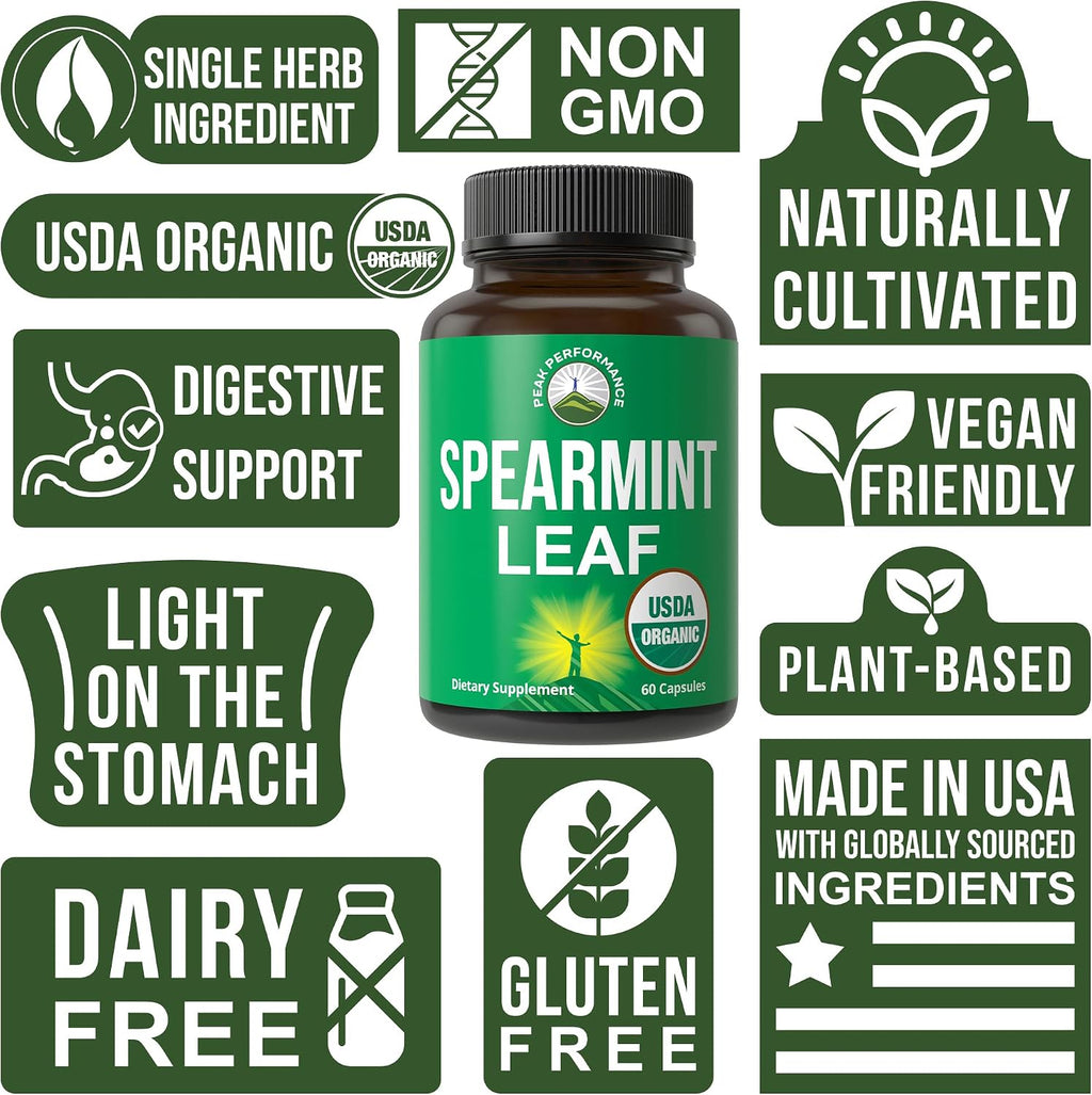 Peak Performance Cápsulas de Menta Verde Orgánicas USDA