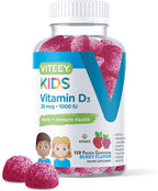 Viteey Vitamin D3 Gominolas para Niños 25mcg (1000 UI) - Sabor a Bayas - 120 Gominolas