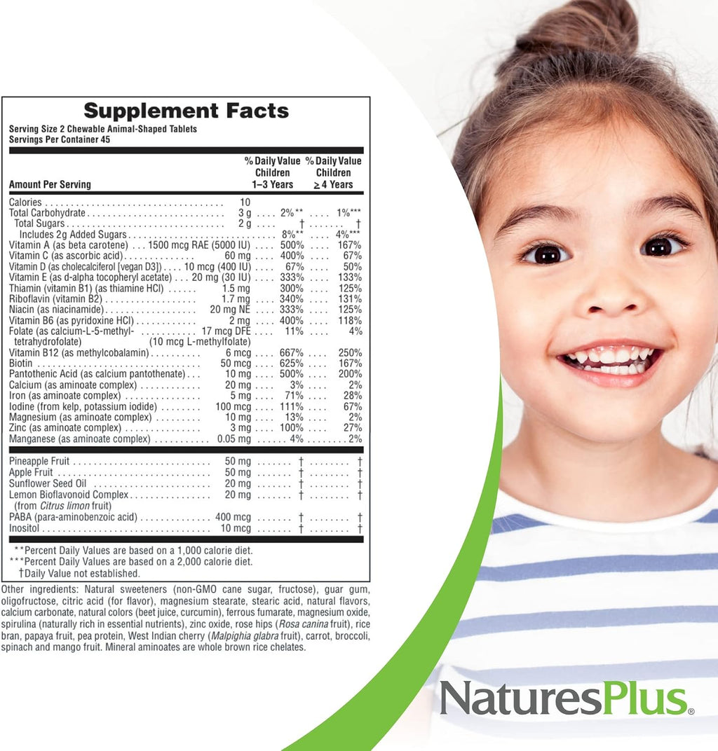 NaturesPlus Animal Parade Children's Multivitamin - 90 Watermelon Chewable Tablets