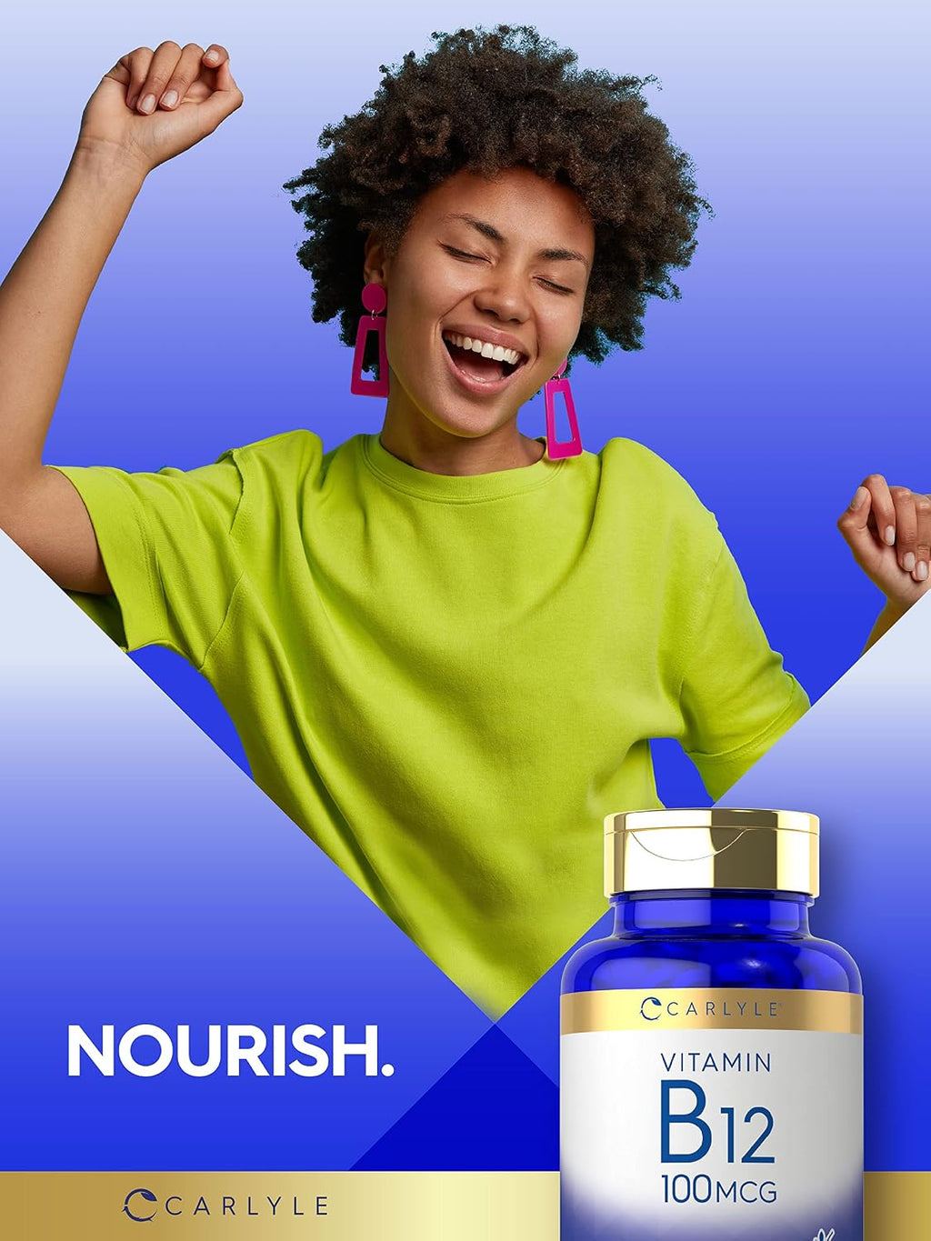 Carlyle Vitamina B12 100 mcg | 200 Comprimidos | Suplemento Esencial | Vegano, Sin OMG y Sin Gluten