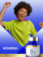 Carlyle Vitamina B12 100 mcg | 200 Comprimidos | Suplemento Esencial | Vegano, Sin OMG y Sin Gluten