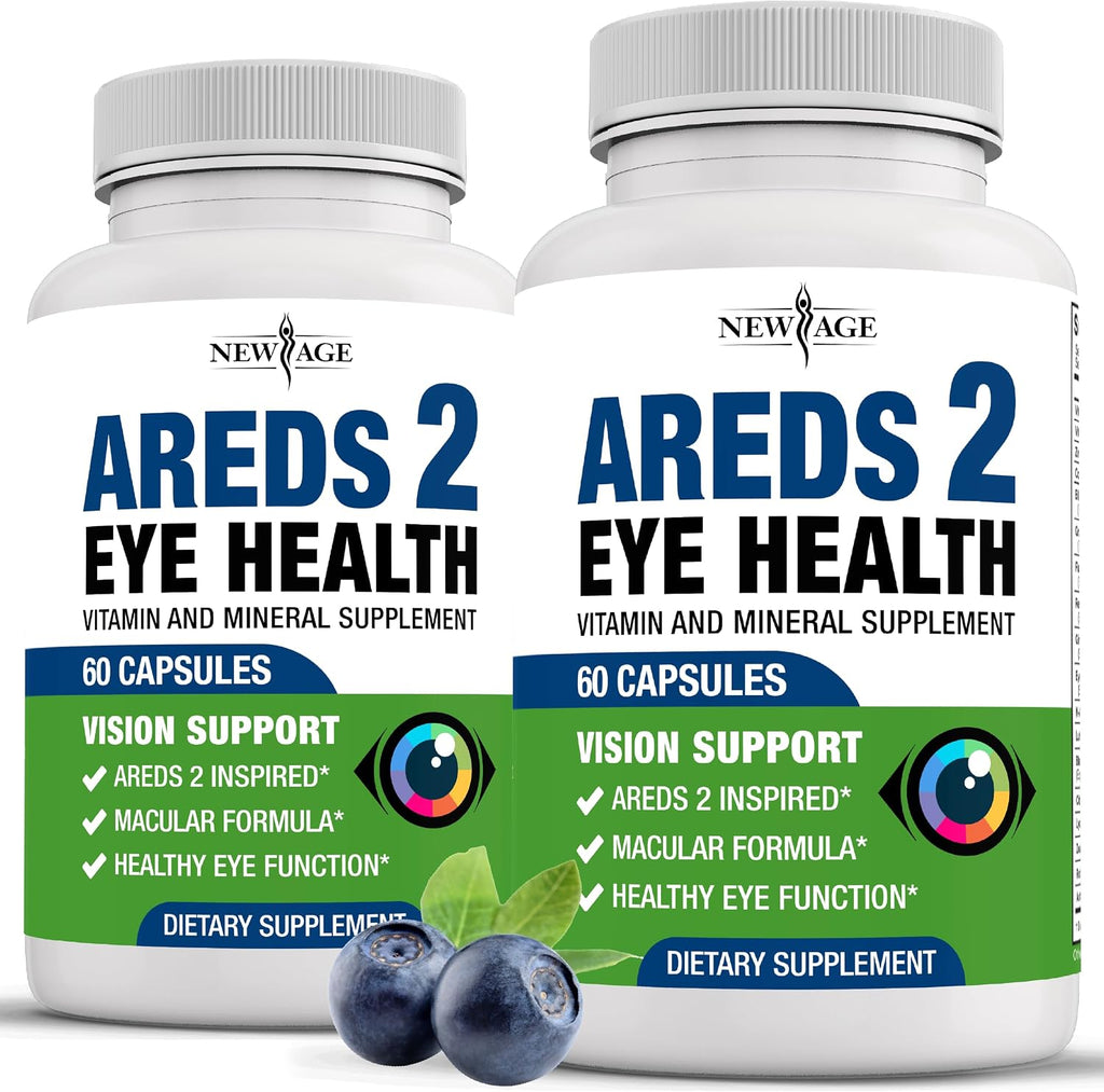 NEW AGE AREDS 2 Eye Vitamin - Luteína, Zeaxantina, Arándano, Semilla de Uva y Eufrasia - 120 Cápsulas