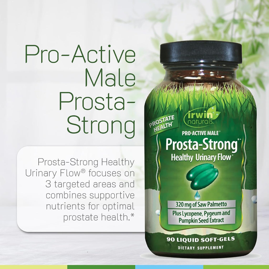 Irwin Naturals Prosta-Strong - 90 Softgels - Salud Prostática con Saw Palmetto, Licopeno y Semilla de Calabaza