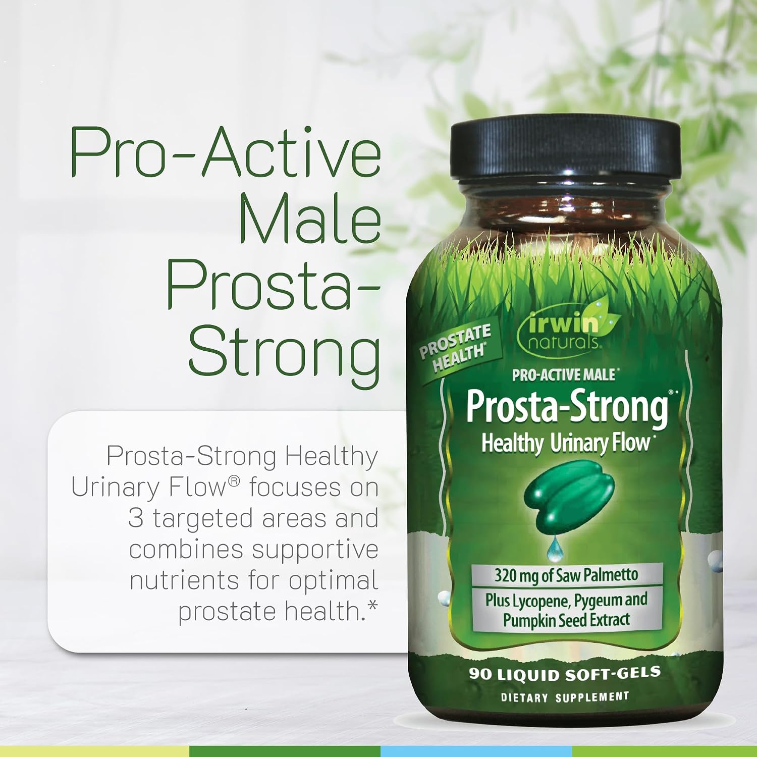 Irwin Naturals Prosta-Strong - 90 Softgels - Salud Prostática con Saw Palmetto, Licopeno y Semilla de Calabaza