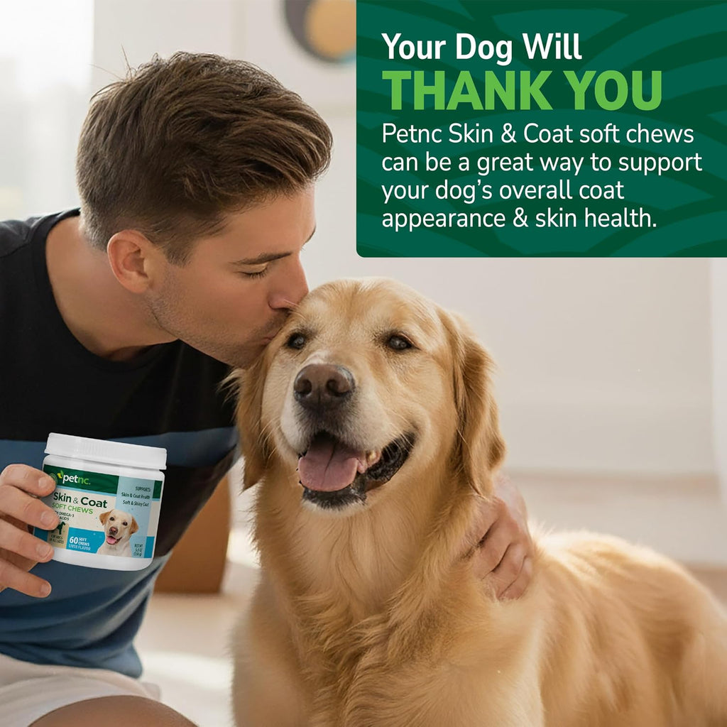 Petnc Natural Care Suplemento para Piel y Pelaje para Perros (60 Masticables) con Omega 3, EPA y DHA, Sabor a Hígado