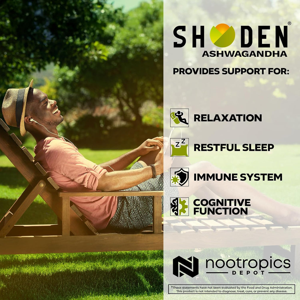 Nootropics Depot Shoden Ashwagandha Extract Capsules | 120mg | 30 Cápsulas | 35% Withanólidos