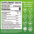 Sea Moss Gummies (2 Pack) - Gomitas de Musgo Marino Irlandés con Bladderwrack, Bardana y Vinagre de Manzana - Suplemento Superfood Vegano Sin Azúcar para Adultos y Niños