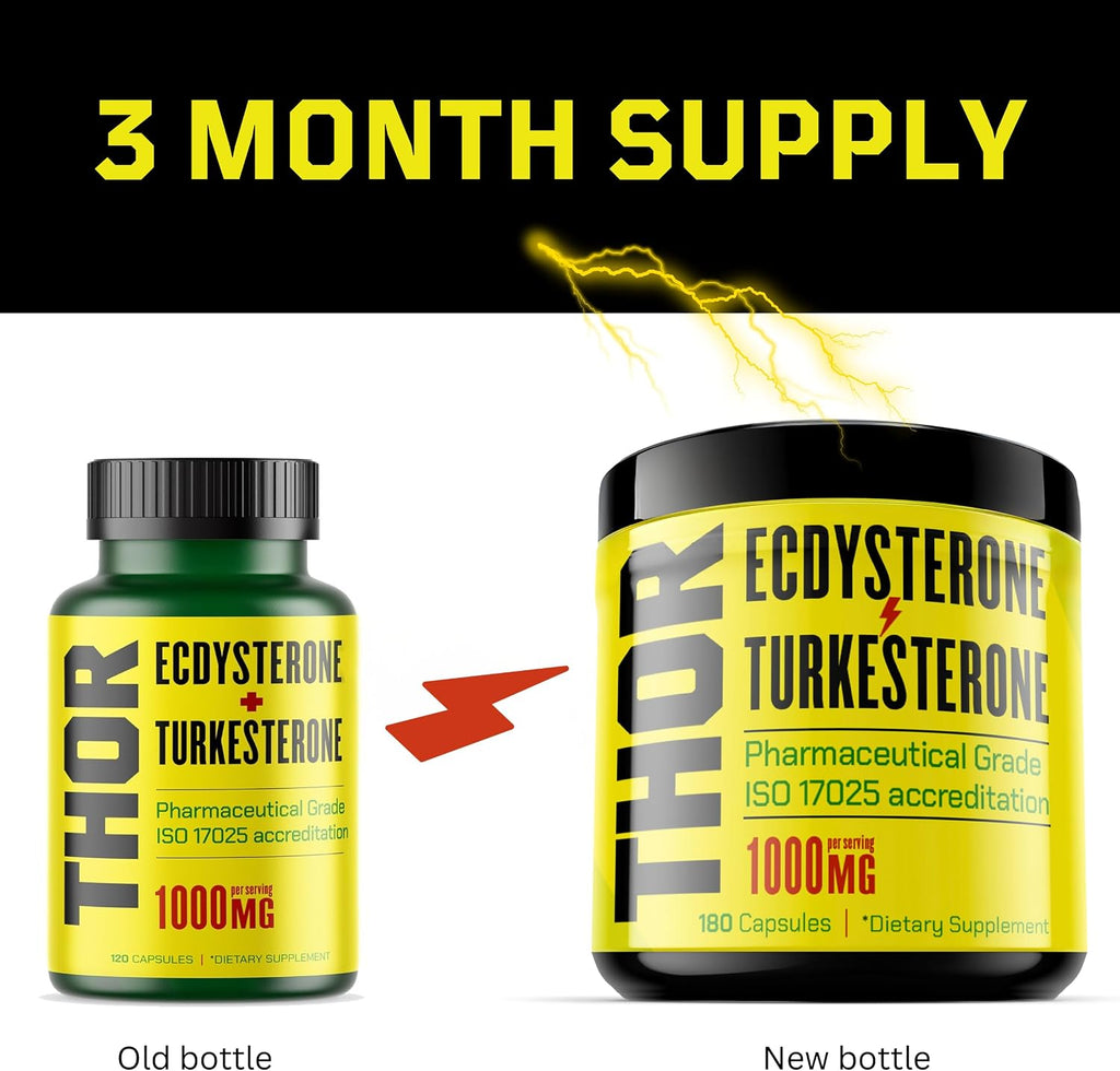 Turkesterone + Ecdysterone | Suplemento Anabólico (180 Cápsulas - 3 Meses) | Pureza 98%-95% | Certificación ISO 17025