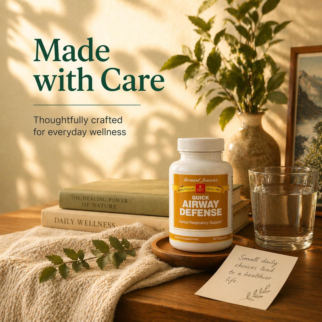 Bernard Jensen's Quick Airway Defense - 440 mg, 60 Cápsulas de Tapioca - Suplemento Herbal para el Apoyo Respiratorio