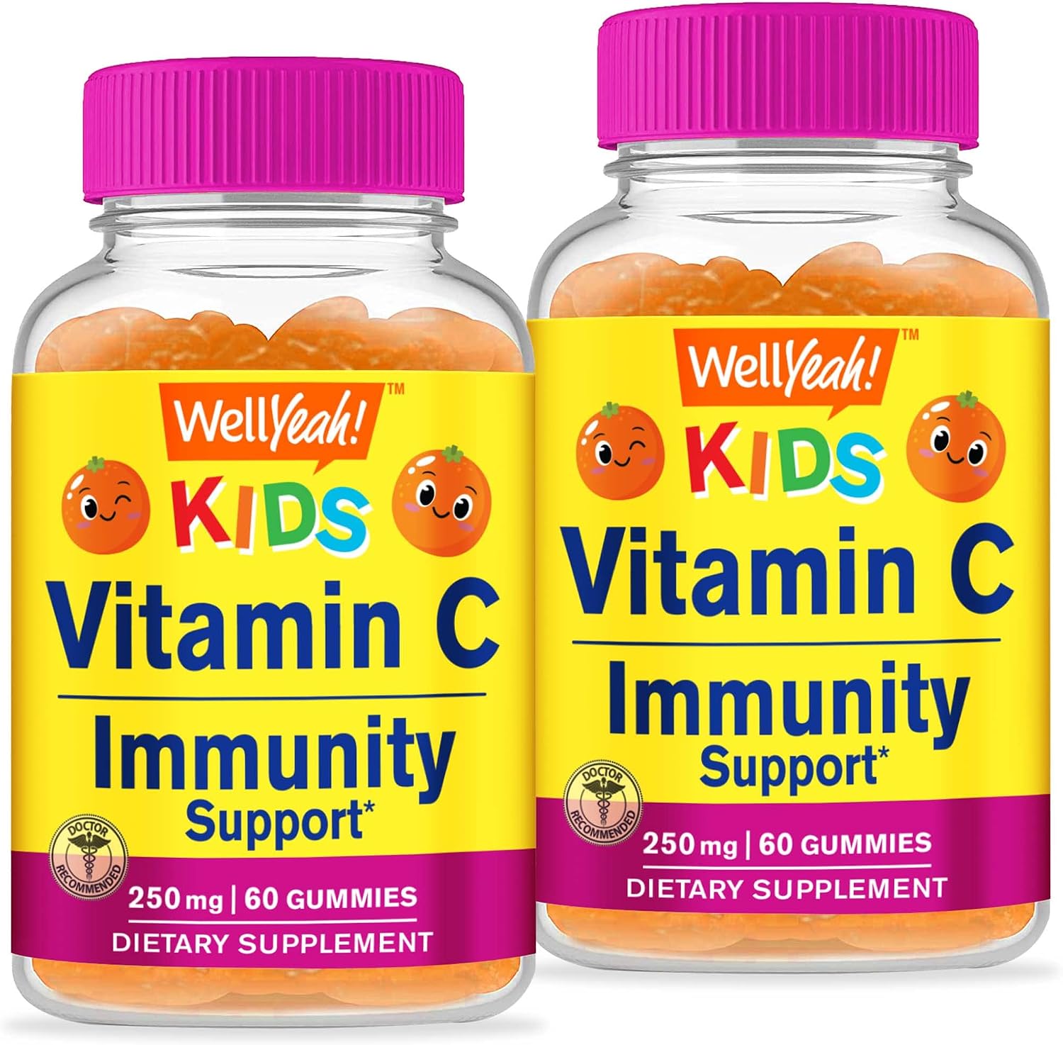 WellYeah Gominolas de Vitamina C para Niños | 250 mg | 2 Pack (60 Gominolas)