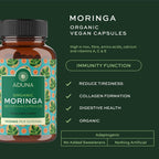 Aduna Organic Moringa Capsules 1500mg | 180 Cápsulas Veganas de Hojas de Moringa Pura