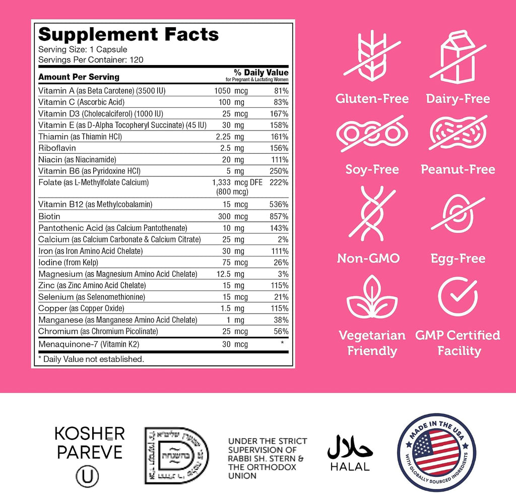 Zahler Total One Vitaminas prenatales - 120 cápsulas