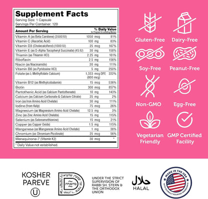 Zahler Total One Prenatal Vitamins - 120 – Vitamina D3: Contribuye a la absorción normal del calcio y al – Image 4