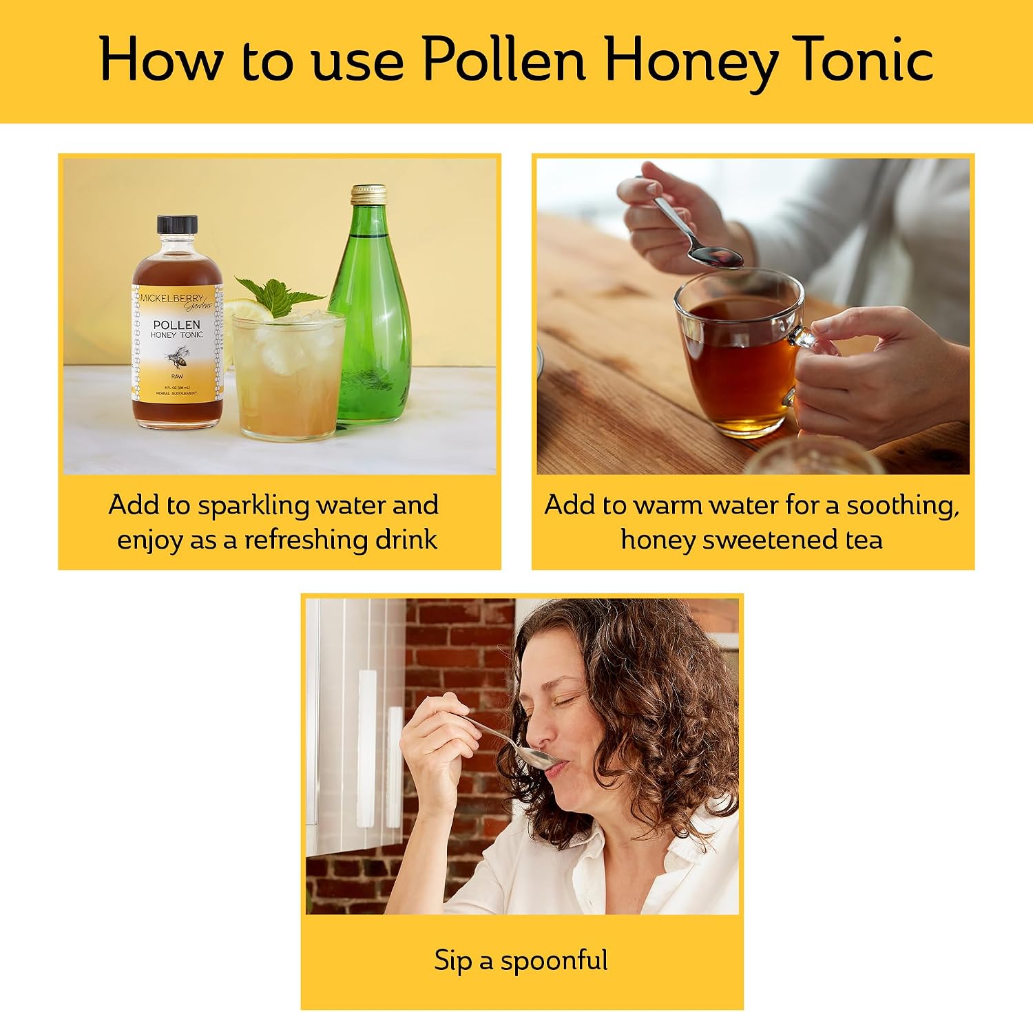 Mickelberry Gardens Pollen Honey Tonic (Pack de 2, 118 ml cada uno) - Apoyo Respiratorio Natural