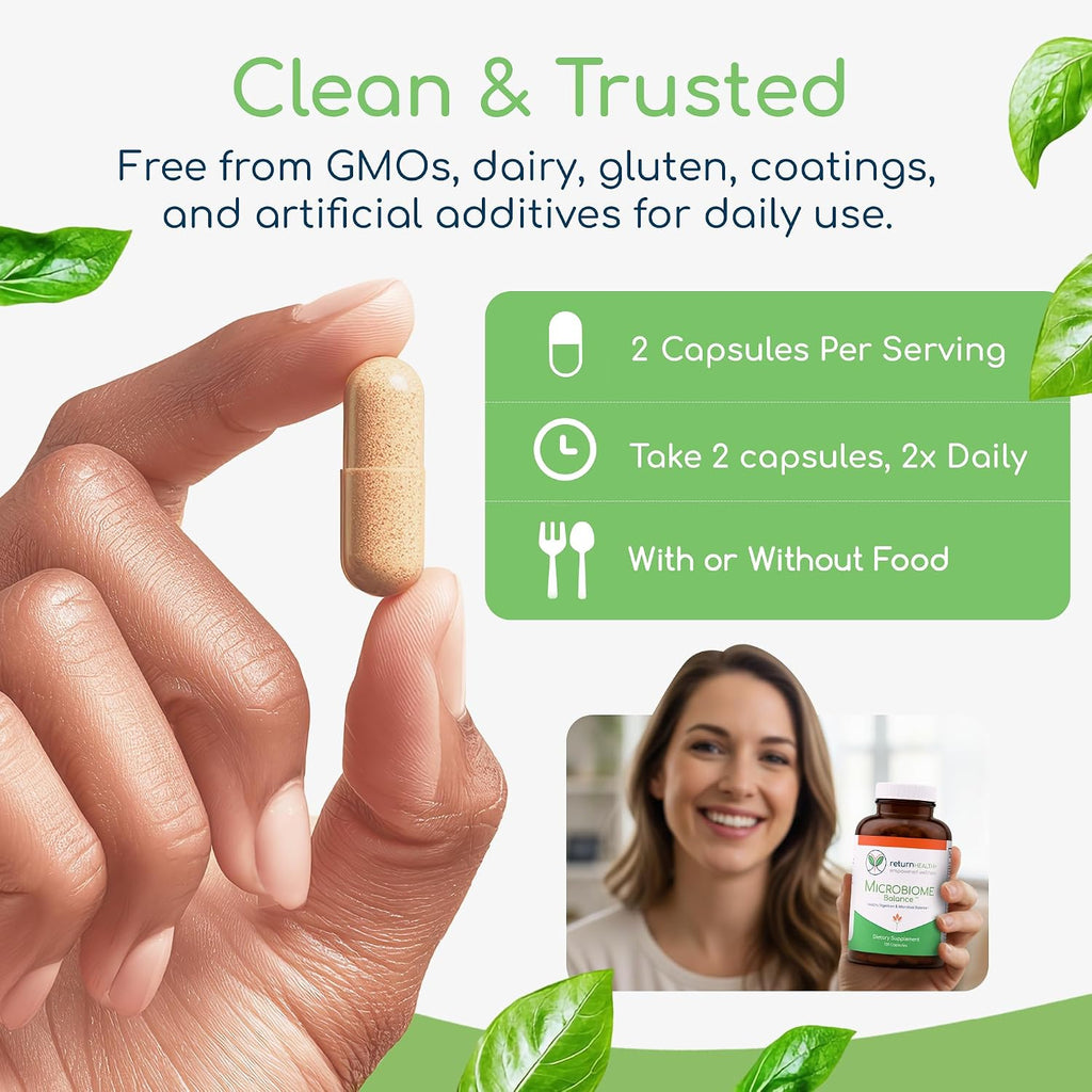 Microbiome Balance – Suplemento para la Salud Digestiva con Monolaurina y Ácido Caprílico – 120 Cápsulas