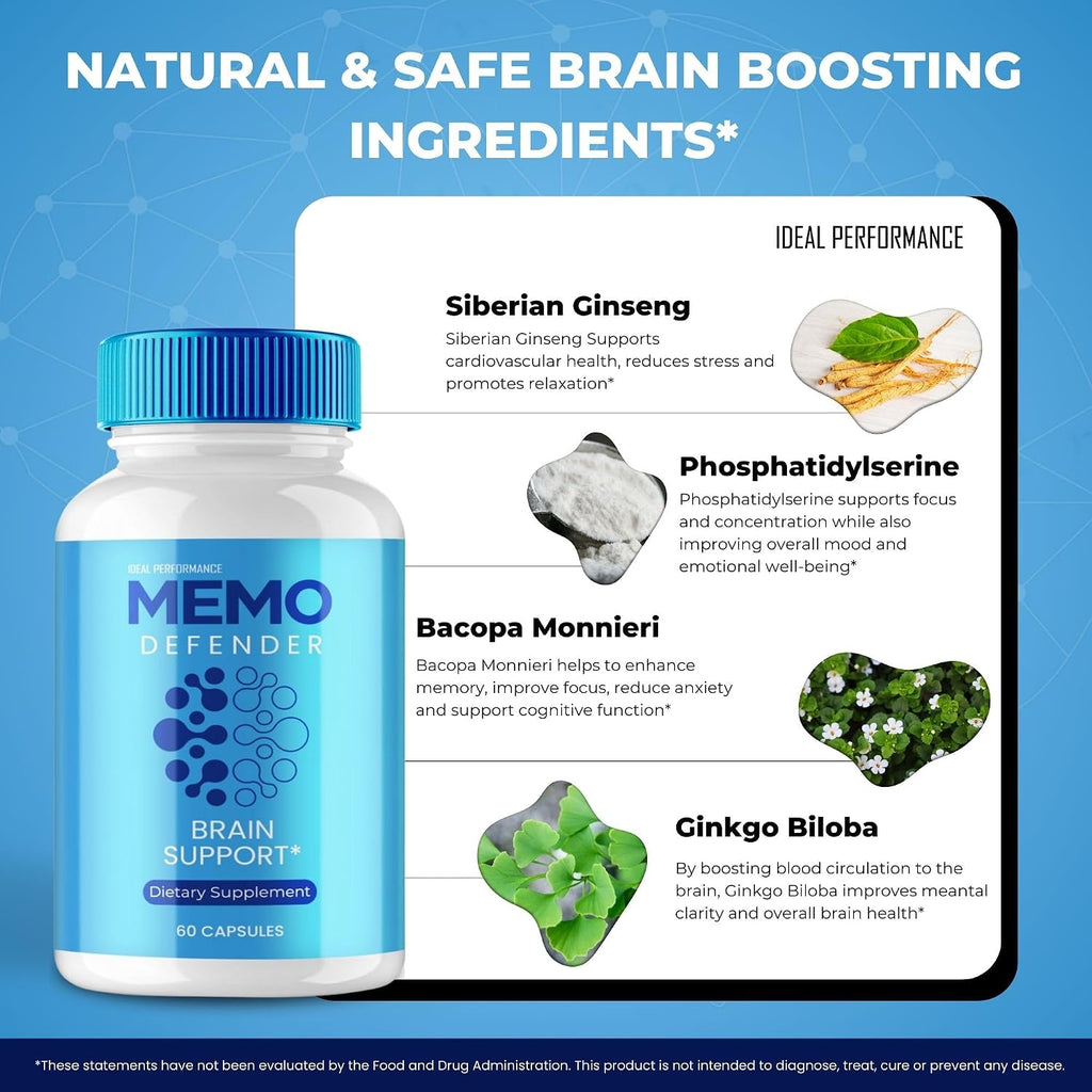Memo Defender Brain and Memory Support Capsules (2 Pack)
