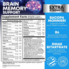 Suplemento de Memoria y Concentración - Nootrópico 3X con Bacopa, Fosfatidilserina y DMAE - 120 Cápsulas
