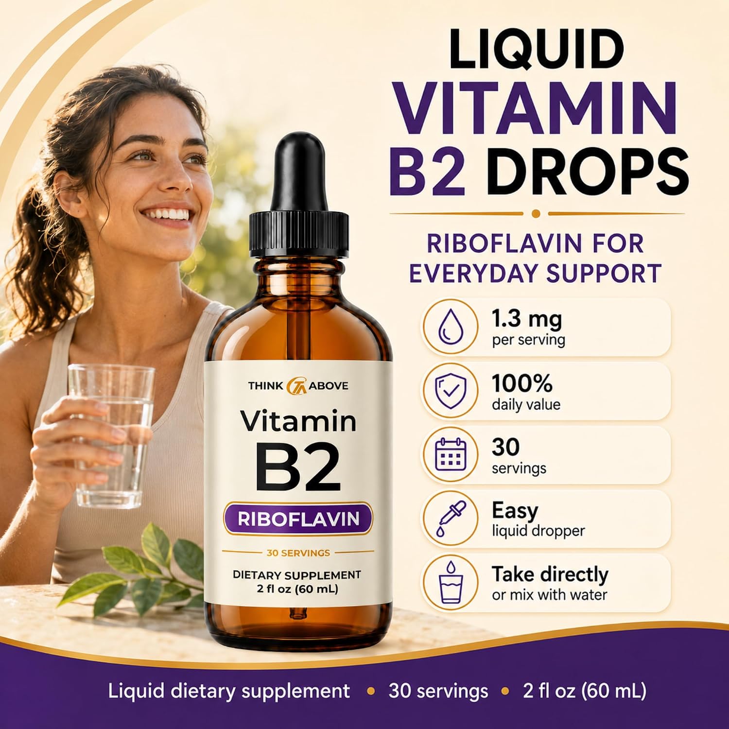 Think Above Vitamina B2 Riboflavina Gotas Líquidas - 60 ml