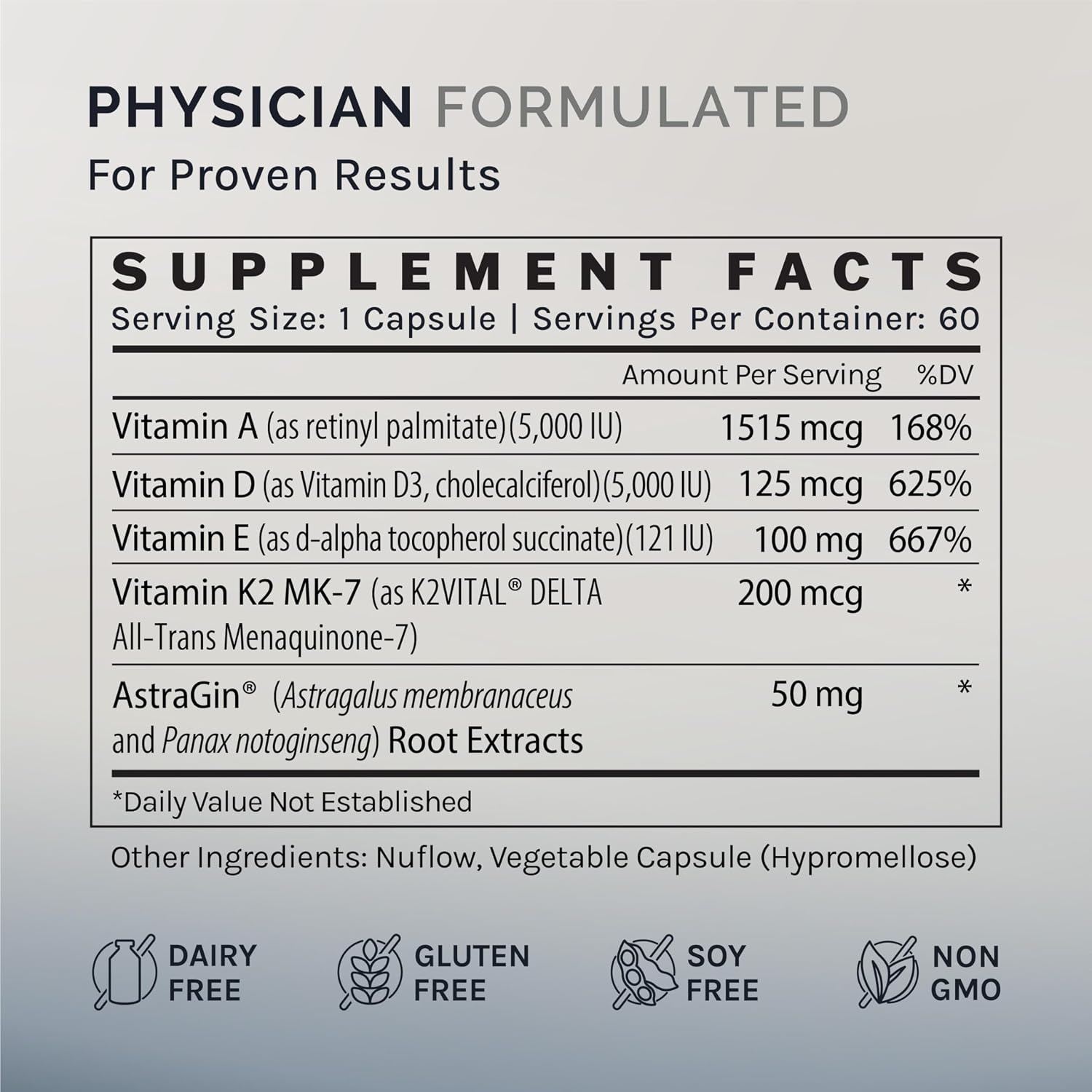 InfiniWell Defend: Suplemento de Vitaminas A, D3 y K2 para Huesos e Inmunidad (60 Cápsulas)