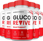 Gluco Revive Pills – Fórmula Máxima Fuerza con Ingredientes Naturales, Suplemento Diario, 5 Meses de Suministro (5 Envases)