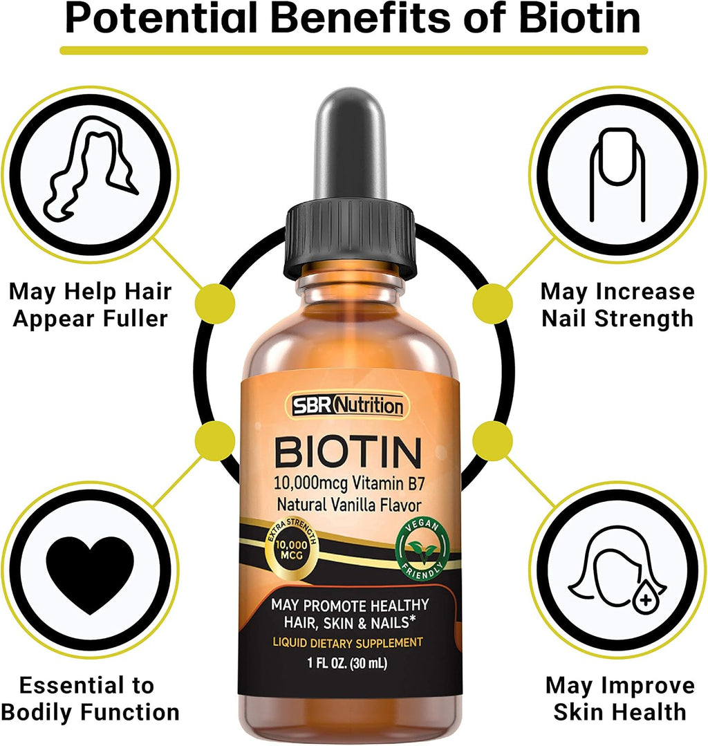 SBR Nutrition Biotina Líquida Máxima Absorción 10000 mcg - 60 Dosis