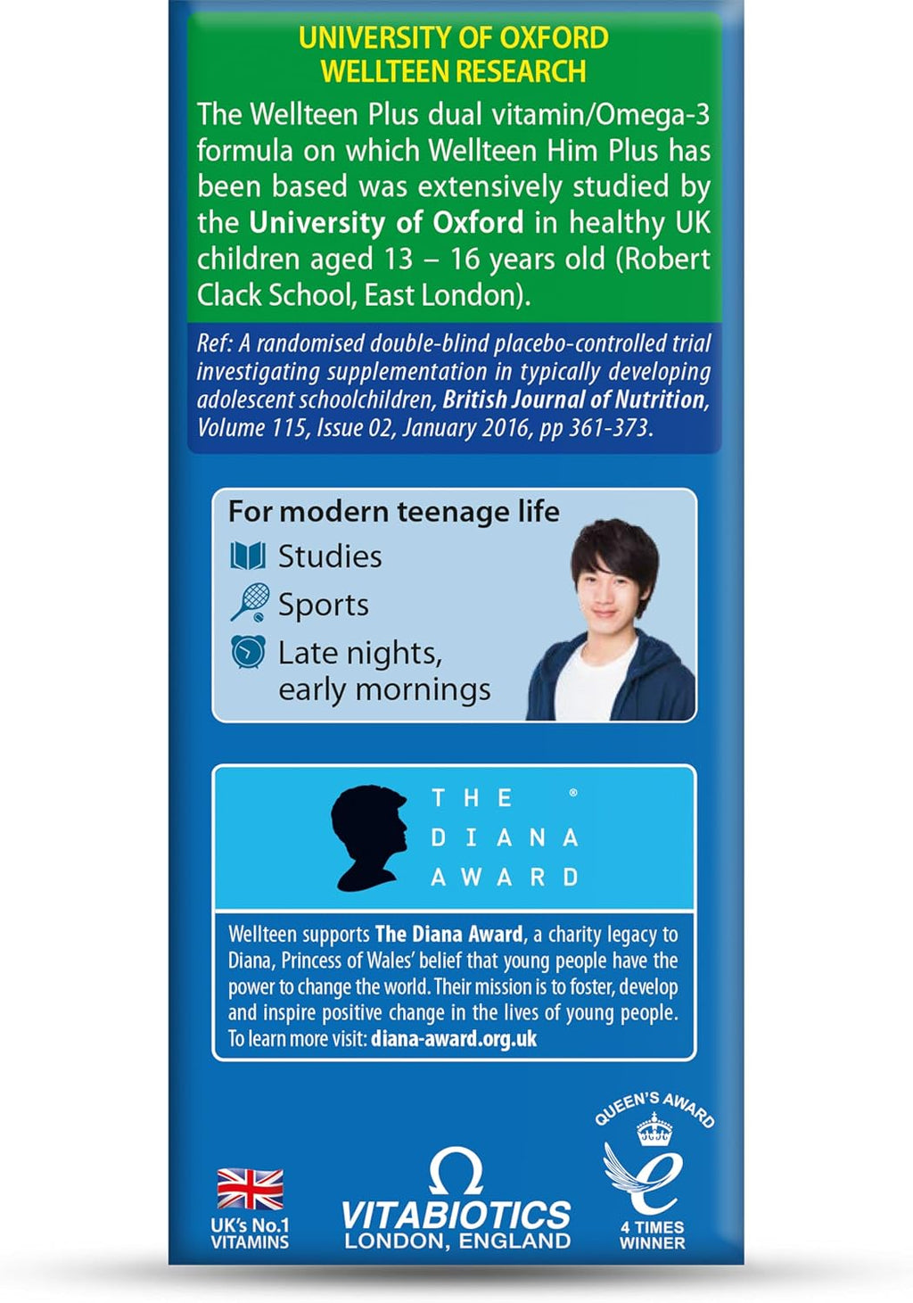Vitabiotics Wellteen Him Plus Omega-3 - Multivitamínico para Adolescentes y Jóvenes (13-19 años) - 56 Comprimidos y Cápsulas