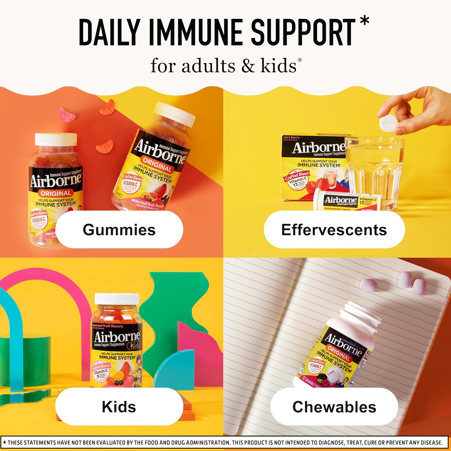 Airborne 750mg Vitamina C Gominolas - 126 Gominolas, Sabor Frutas Variadas