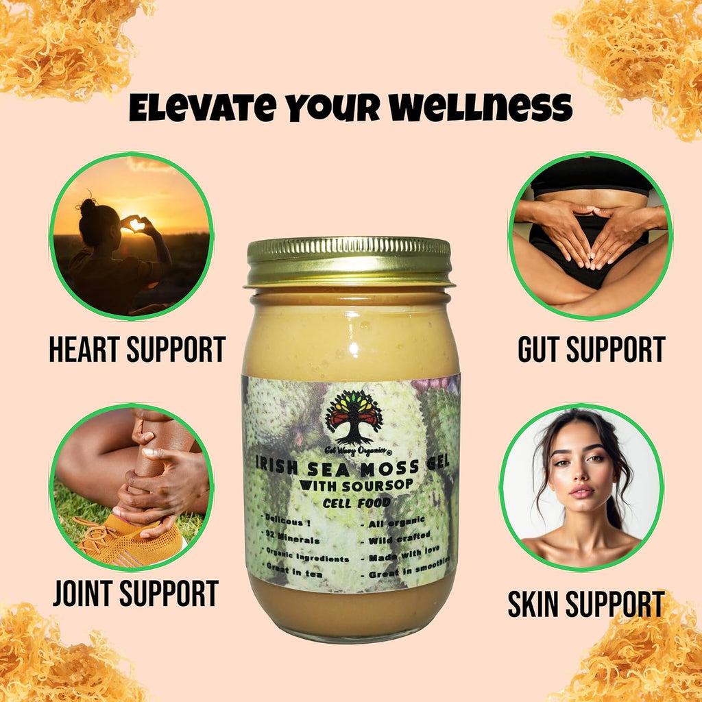 Irish Sea Moss Gel con Soursop – Orgánico, Vegano – Pack de 2