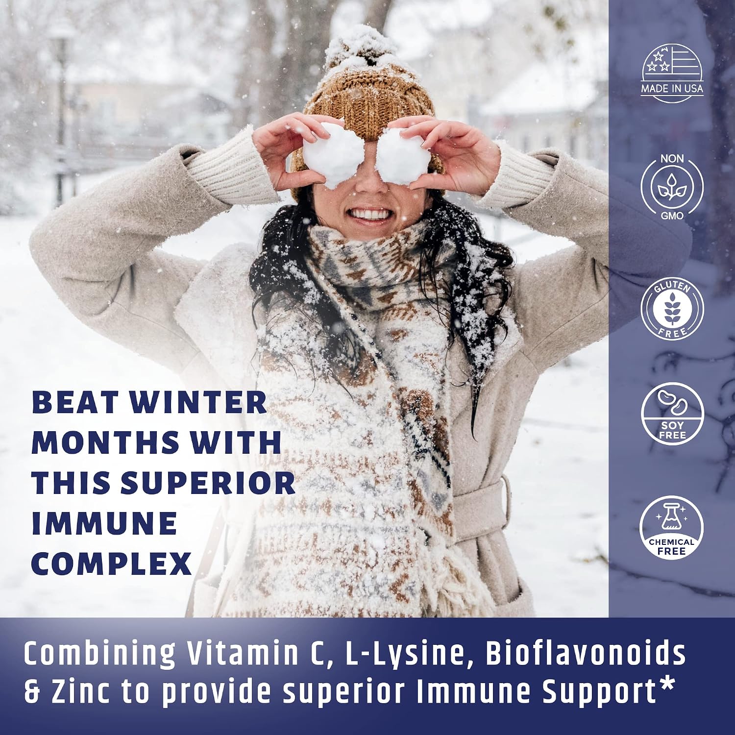 AgeImmune Vitamina C 1000mg + L-Lisina, Zinc y Bioflavonoides
